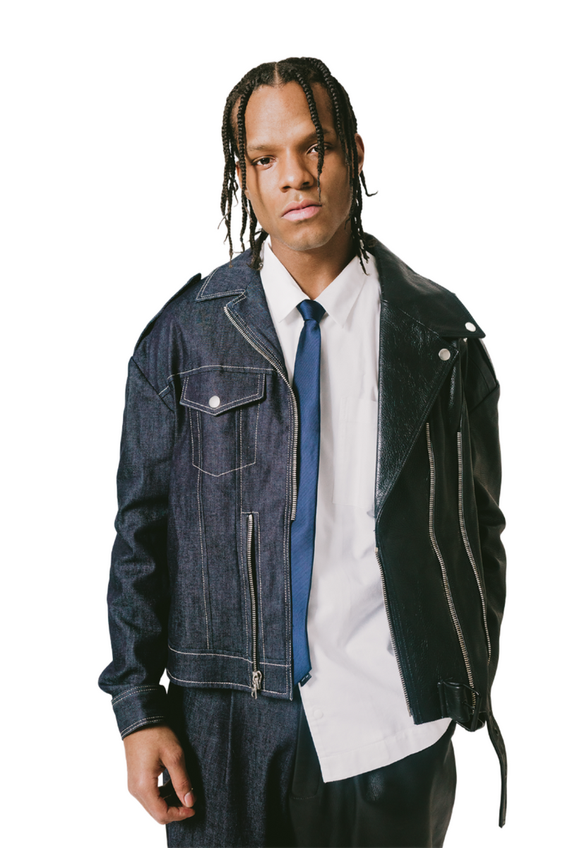HYBRID DENIM LEATHER JACKET Romeo Hunte