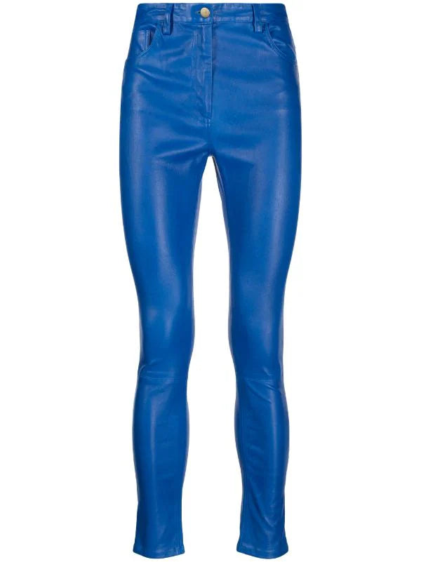 BLUE LEATHER PANTS – Romeo Hunte BLUE LEATHER PANTS – Romeo Hunte