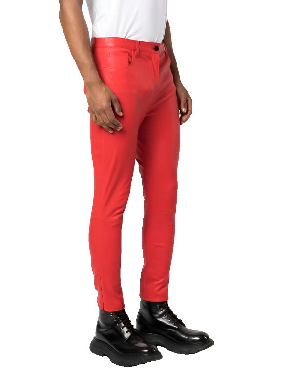 Kayannuo Red leather Pants Spring Clearance Men's New Casual